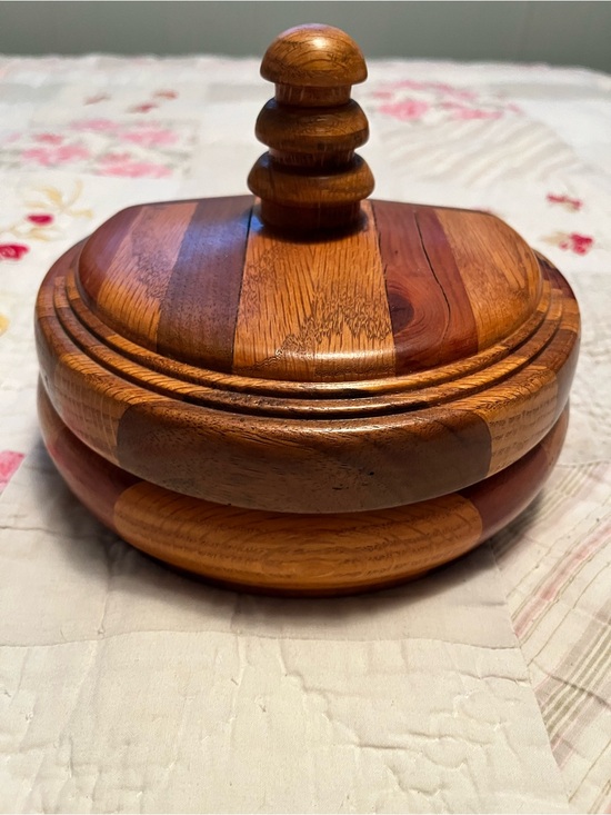 Other - Handcrafted Wooden Half-Moon Trinket Box Hand Turned Half Circle Design